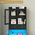 thumbnail image 2 of Afuhokles Tall Nightstand with Charging Station, Bedside Table with 4 Drawers, LED Night Stand with Bookshelf, Black, 2 of 7