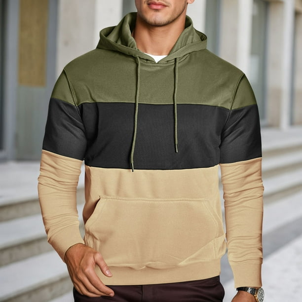 MHFRRA Sudadera Informal con Capucha y Manga Larga con Diseño de Color para Ropa Deportiva, Cómoda y Ligera Verde