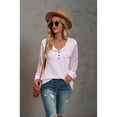 thumbnail image 5 of Anbech Women's Lace Splicing Blouse V Neck Shirt Splice Long Sleeve Loose Casual Solid Color Tops, 5 of 7