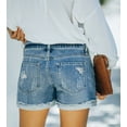 thumbnail image 4 of ONLYSHE Blue Women Distressed Denim Shorts Junior Shorts High Waist Zipper Small, 4 of 5