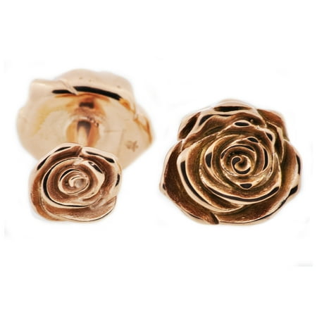 Mens Rose Plated Stainless Steel Rose Cuff Links