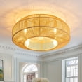 thumbnail image 6 of HOOMEDELIER 20" Indoor Gold 6-Speed Boho Rattan Caged Ceiling Fan with Light and Remote Control, Flush Mount Ceiling Fan, 6 of 14