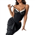 thumbnail image 1 of Corsé con Cuello en V, Tirantes Ajustables y Ribete de Encaje con Volantes para Mujer Top Corto Moldeador Negro S, 1 of 10