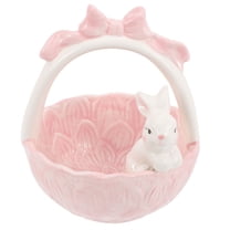 Desktop Ceramic Bunny Statue Easter Party Rabbit Basket Decoration Easter Gift