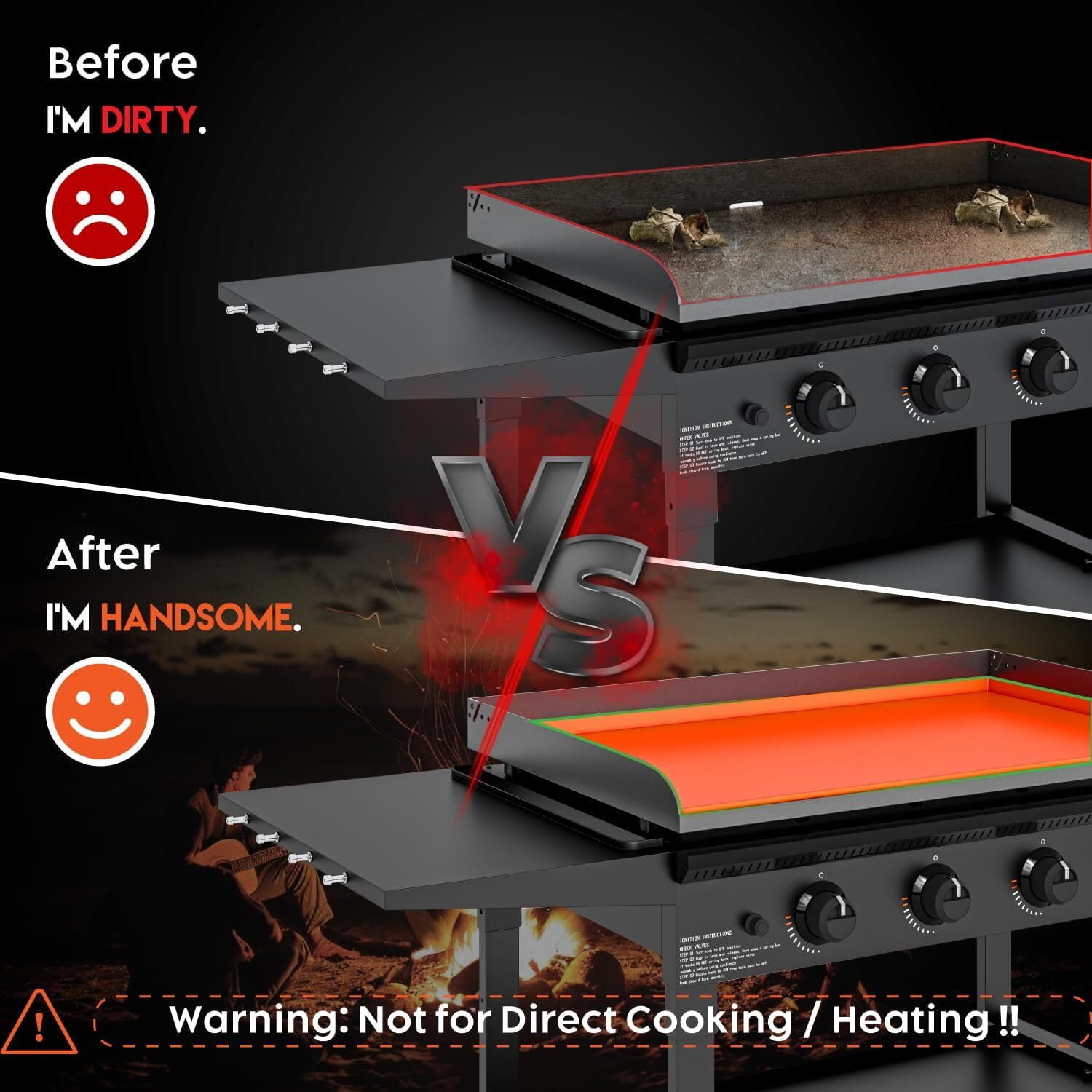 36" Silicone Griddle Mat Fit for Blackstone Griddle, Upgrade Full edge BBQ Griddle Cover for Weber Grill Mat, Protect Griddle from Rodents, Insects, Debris and Rust（orange）