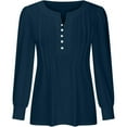 thumbnail image 3 of Casual Tops For Women V Neck Button Down Shirts 2024 Pleated Puff Long Sleeve Tunic Shirts Blouses Shirt And Shirt Set Women Women Shirt Workout Long Sleeve Tee Shirts for Women Casual Workout Tops, 3 of 4