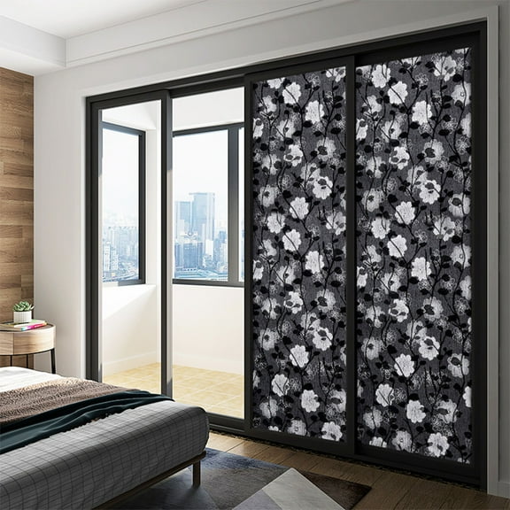 Shpwfbe christmas Window Decoration Static Cling Privacy Film Black B Lackout Removable No Adhesive wall decor