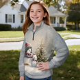 thumbnail image 4 of Xoenoiee Christmas Penguin Snowman Tree Print Girls Half Zip Sweatshirt Fleece Quarter Zip Pullover Xmas Sweatshirts Fall Winter Clothes Activewear for Teen Girl，Size 5-6 Years, 4 of 7
