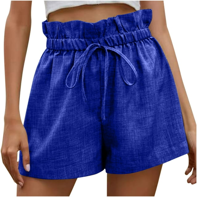 Pantalones cortos de cintura alta sueltos de encaje de pierna ancha informales de color sólido a la moda para mujer Fridja fhjkhfk458501