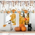thumbnail image 2 of Fall Kitchen Decor Curtains Valance Rod Pocket Small Window Decorations, Orange Maple Leaf Pumpkin Curtain Valance for Living Room Bedroom, Fall Thanksgiving Decorations for Home Valances 54x18 inch, 2 of 6