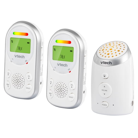 VTech TM8212 Digital Audio Baby Monitor with Night Light Projector, White, 3 Piece