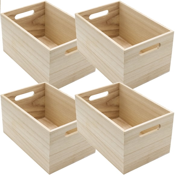 Sorbus Unfinished Wood Crates - Organizer Bins, Decorative Wooden Boxes for Adults (4-Pack)