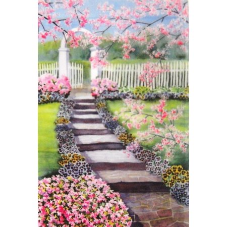 Pansy Path Garden Flag Spring Floral Decorative Banner Custom