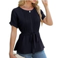 thumbnail image 6 of Tauxra Women Dressy Casual Blouses Summer Peplum Tops Work Pleated Blouse Black XL, 6 of 6