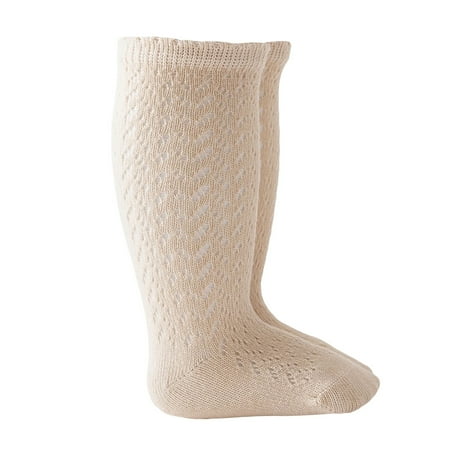 

Jkerther Baby Long Socks Elastic Hollowed Solid Color Soft Lightweight Socks for Girls Boys