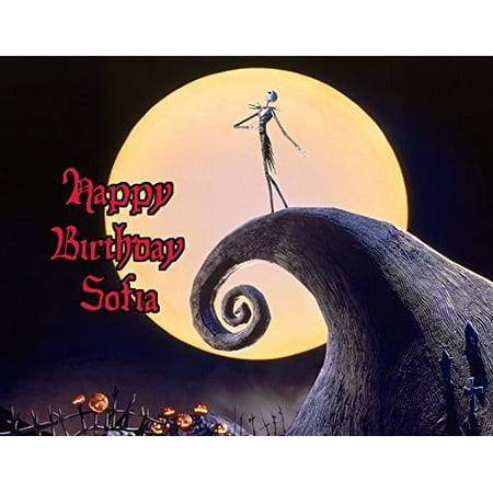 Childrens Christmas Cakes Nightmare Before Christmas Moon Pumpkins Jack Skellington Edible Cake Topper Image ()