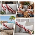thumbnail image 4 of 2 Pack Outdoor Waterproof Throw Pillow Covers,USA Baseball Red Needle Stripe Decorative Square Patio Pillowcases for Chair Couch Sofa 16x16in, 4 of 9