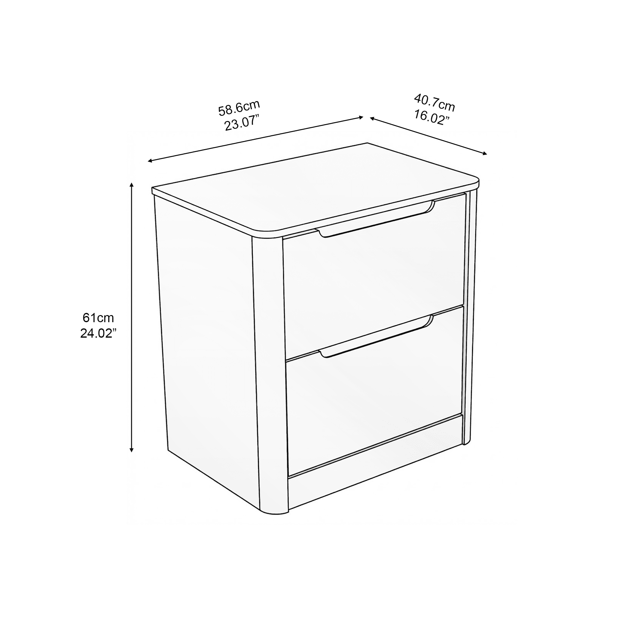 Kirsty Solid Wood 2 Drawer Nightstand Brown - for Adults and Teens