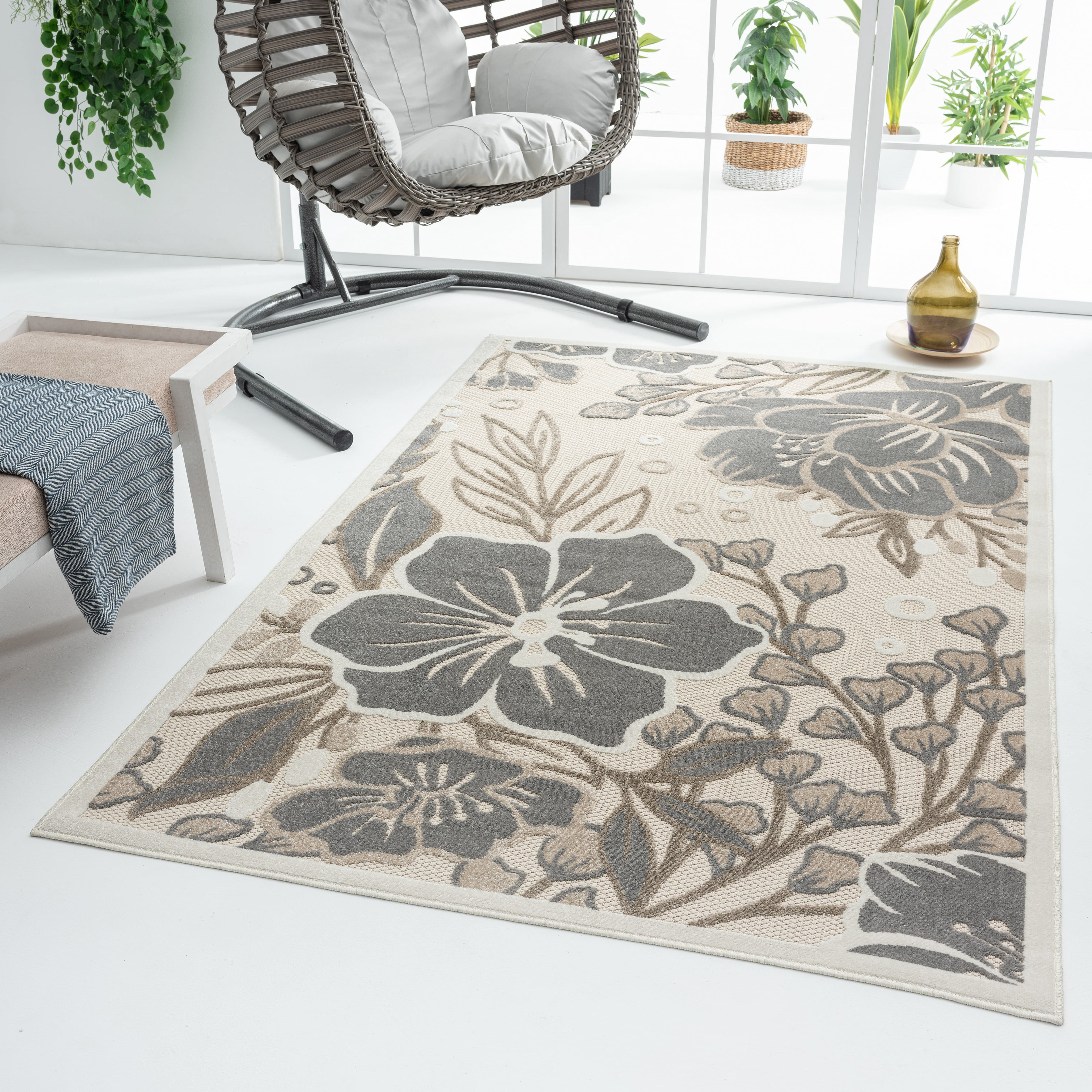 Ox Bay 5' x 8' Multi-color Floral Outdoor Rug