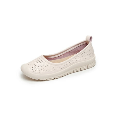 

Wazshop Womens Flats Comfort Walking Shoe Non-slip Loafers Soft Sole Slip On Loafer Women Casual Boat Shoes Hollow Out Breathable Pink 5