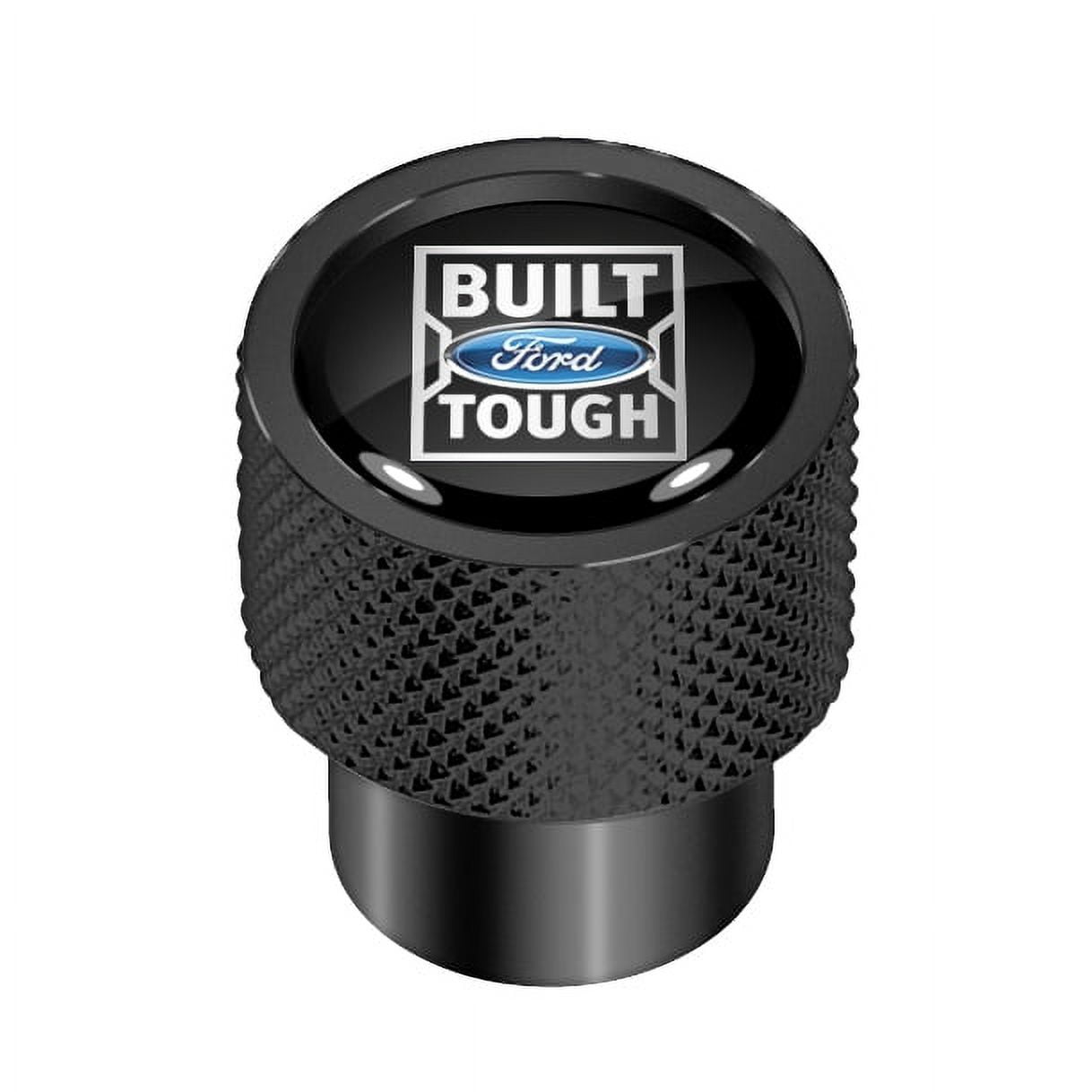 Ford Built-Ford-Tough in Black on Black Aluminum Tire Valve Stem Caps