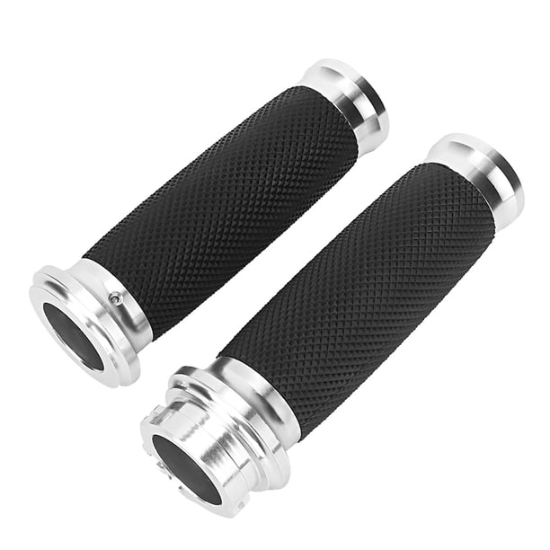 Par de empuñaduras universales de Aluminio para motocicleta de 25mm cubierta de agarre de manillar antideslizante de goma Plata Bling Bling