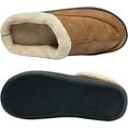 thumbnail image 3 of Needbo Men's Moccasin Slippers Fleece Fuzzy Lined House Shoes with Memory Foam Non-slip Rubber Sole, Brown Size 6-7, 3 of 7