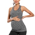 thumbnail image 2 of Ecavus Women's Maternity Tank Tops Workout Athletic Yoga Tops Black Heather M, 2 of 4