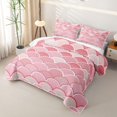 thumbnail image 3 of Manfei Cartoon Scale Quilt King, Ocean Animal King Coverlet Set, Pink, 3-Piece, 1 Bedspread and 2 Pillowcases, 3 of 7