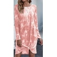 thumbnail image 4 of Vestido corto informal con tinte de corbata para mujer, cuello redondo, sin mangas, camiseta suelta de verano, minivestido Ormromra, 4 of 6