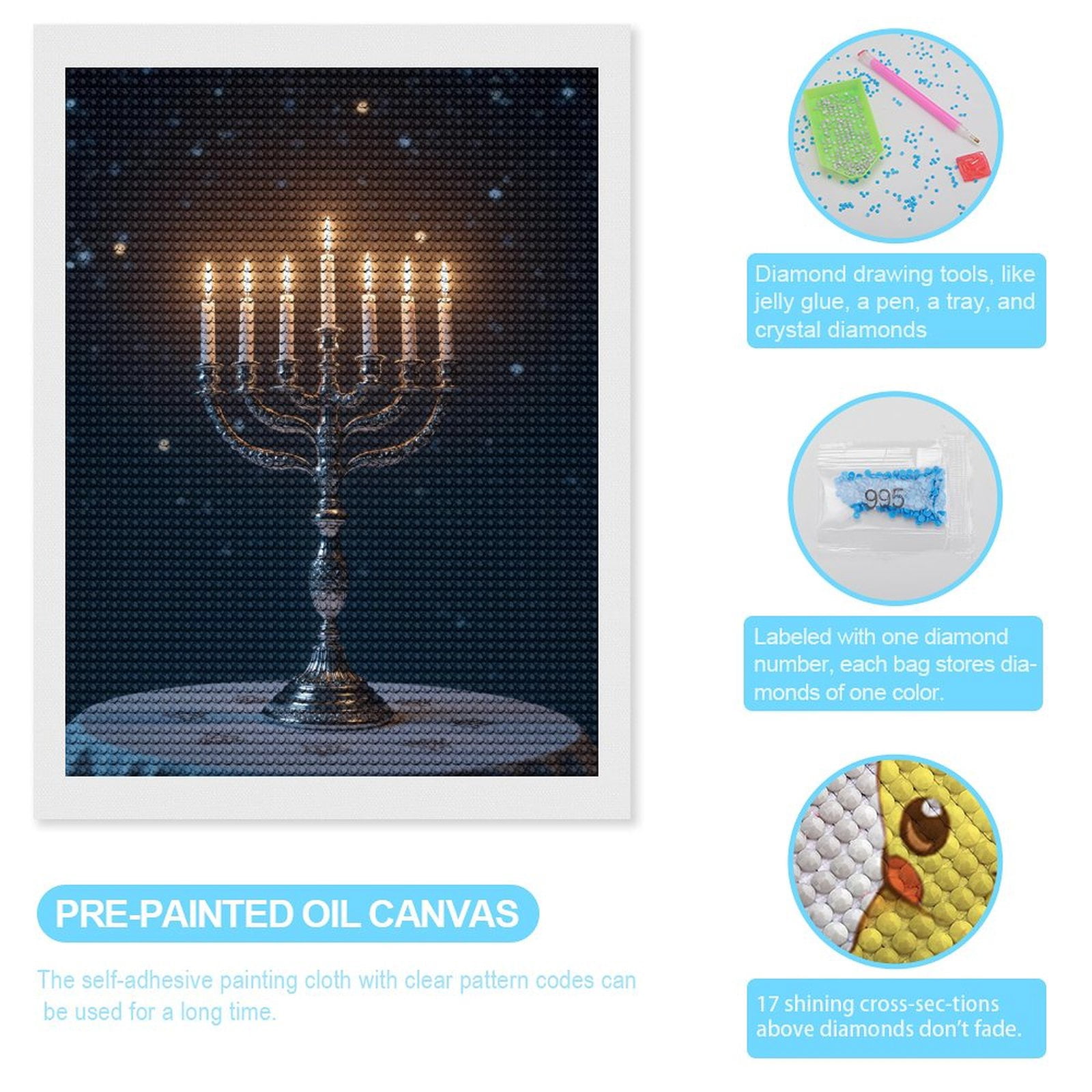 Diamond Art Kits for Adults, Candles Lit Elegant Evening Glow 5D Diamond Painting Kits for Adults Beginners, DIY Full Drill Diamond Painting, Gem Art and Crafts 12x16