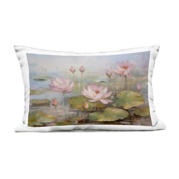 Stupell Industries - Water Lilies in Spring Outdoor Pillow 14" x 20" by LSR Design Studio