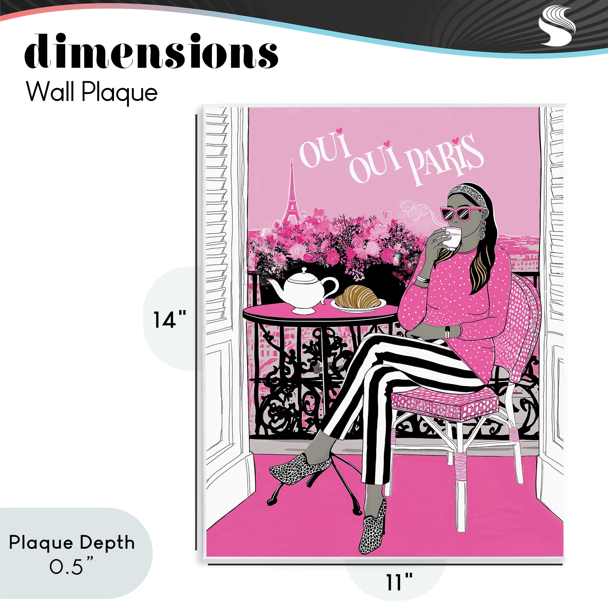 Stupell Industries Oui Oui Parisian Cafe Morning Wall Plaque Art, design by Jess Stempel