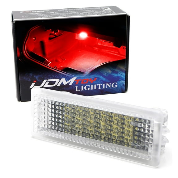 One Brillian Red Full LED Cargo Area Light Assembly For Ford Mustang Fusion Escape Focus, Powered by 18-SMD LED Diodes, Replace Both OEM LED or Incandescent Trunk Lamp
