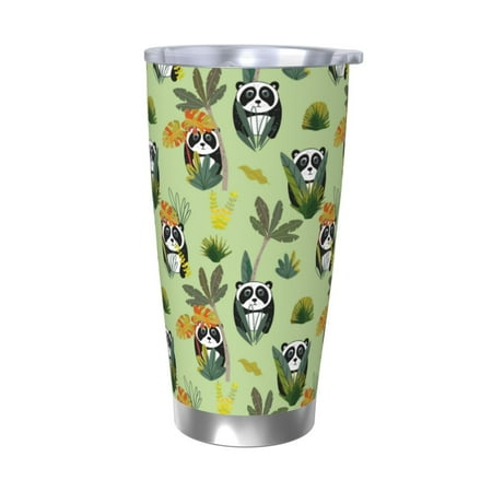 

Salouo Cute Panda Bear In Greenery Forest Print 20oz Tumbler with Lid Stainless Steel Vacuum Insulated Tumbler Durable Insulated Coffee Mug Thermal Cup with Splash Proof Sliding Lid-Without Straw