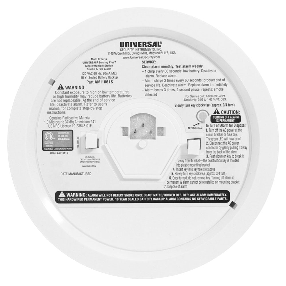Universal Security Instruments, Sensing Plus, Hardwired Smoke & Fire Alarm, Multi-Criteria Detection, with 10 Year Battery Backup