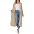 thumbnail image 2 of INSPIRE CHIC Crochet Long Cardigan for Women's 3/4 Sleeve Hollow Out Lightweight Knit Loose Sweater S Beige, 2 of 6