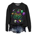 thumbnail image 1 of Gibobby Sudadera con forro polar Mujer Camiseta grande para mujer, camiseta informal holgada de Color sólido con cuello estampado redondo grande (Negro, L), 1 of 5