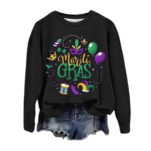 Gibobby Sudadera con forro polar Mujer Camiseta grande para mujer, camiseta informal holgada de Color sólido con cuello estampado redondo grande (Negro, L)