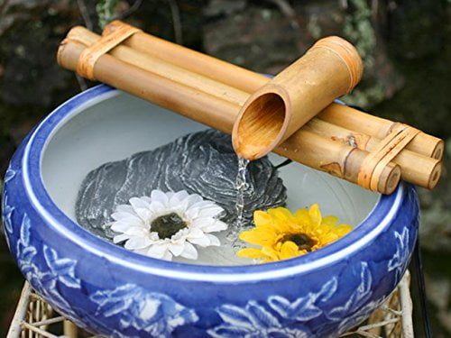 12" Bamboo Fountain Kit, 3-Arm Spout with Quiet Pump, Indoor/Outdoor – Container Not Included