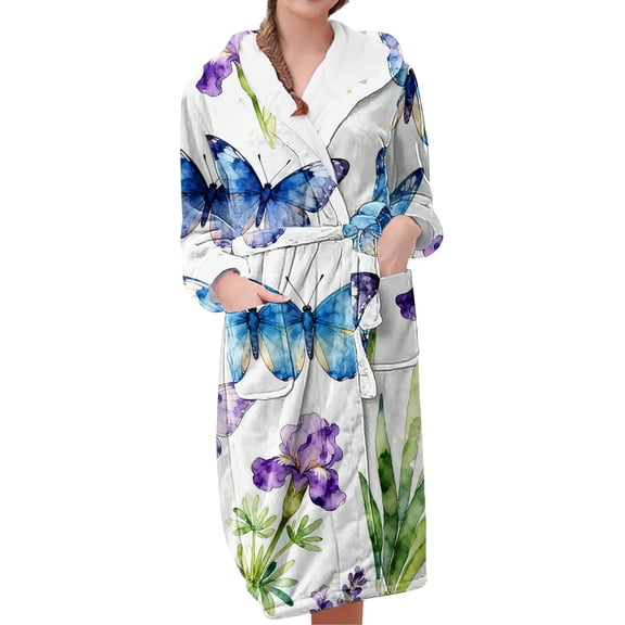 Plus Size Bathrobe for Women Fluffy Women's Nightgowns & Sleepshirts Oversize Cozy Women's Robes House Womens Robe Blue