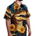 thumbnail image 2 of Crocodile Starry Sky Sunflower Men's Spread Collar Tops, Casual Button Down Shirts for Summer Beach, Printed Short Sleeve Shirts - Unisex, 2 of 6