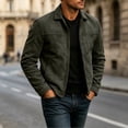 thumbnail image 6 of LYSMORA 2026 Men's Lapel Collar Faux Suede Zip Jacket, Slip Side Pockets Loose Fit Casual Daily Outerwear, 6 of 8