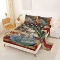 thumbnail image 2 of Manfei Vintage Bass Fish Bed Sheets, Rustic American Flag Full Size Sheets, Red Navy Beige, 4pcs, 1 Flat Sheet, 1 Fitted Sheet and 2 Pillowcases, 2 of 6