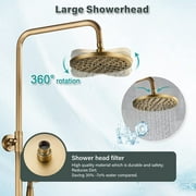 Antique Brass Bathroom Shower Faucet mixer set Rainfall Twin Head kit Tub Spout Exposed