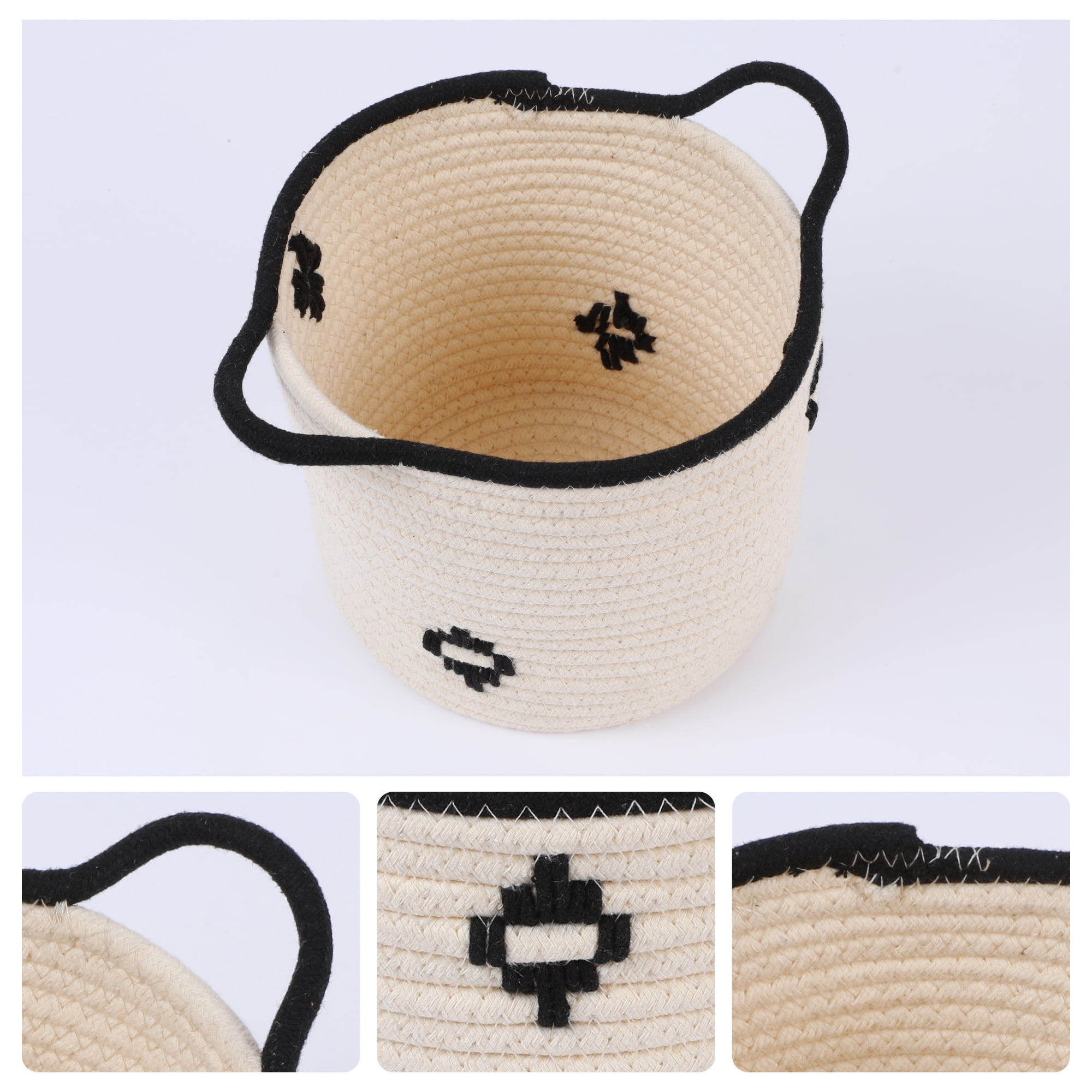 Unique Bargains Woven Storage Basket Closet Storage Bin White 7.5*7.1*7.9in、9.8*8.3*10.6in