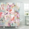 thumbnail image 2 of Shower Curtain Colorful Flowers Romantic Pink Teal Watercolor Chic Floral Pattern Home Bathroom Decor Polyester Fabric Waterproof 72 x 72 Inches Set with Hooks, 2 of 4