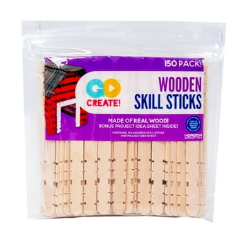 Go Create Wooden Skill Sticks, 150-Pack Notched Wood Craft Sticks
