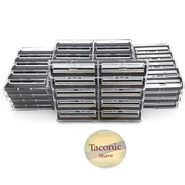100 Taconic Shave Twin Blade Razor Cartridges with Lubricating Strip - Compatible with all Gillette Trac 2 and Gillette Atra razor handles