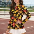 thumbnail image 3 of Yuyamidu Thanksgiving Long Sleeve Golf Shirt for Women Maple Leaves Tennis Tops Fall Running Shirt with Collar Sports Athletic Shirts Size XS, 3 of 8